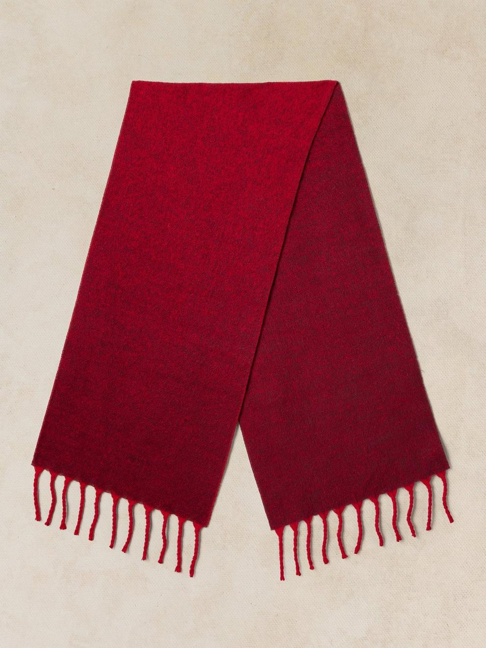 SARAH OMBRE SCARF in DK RED - FLAT BACK