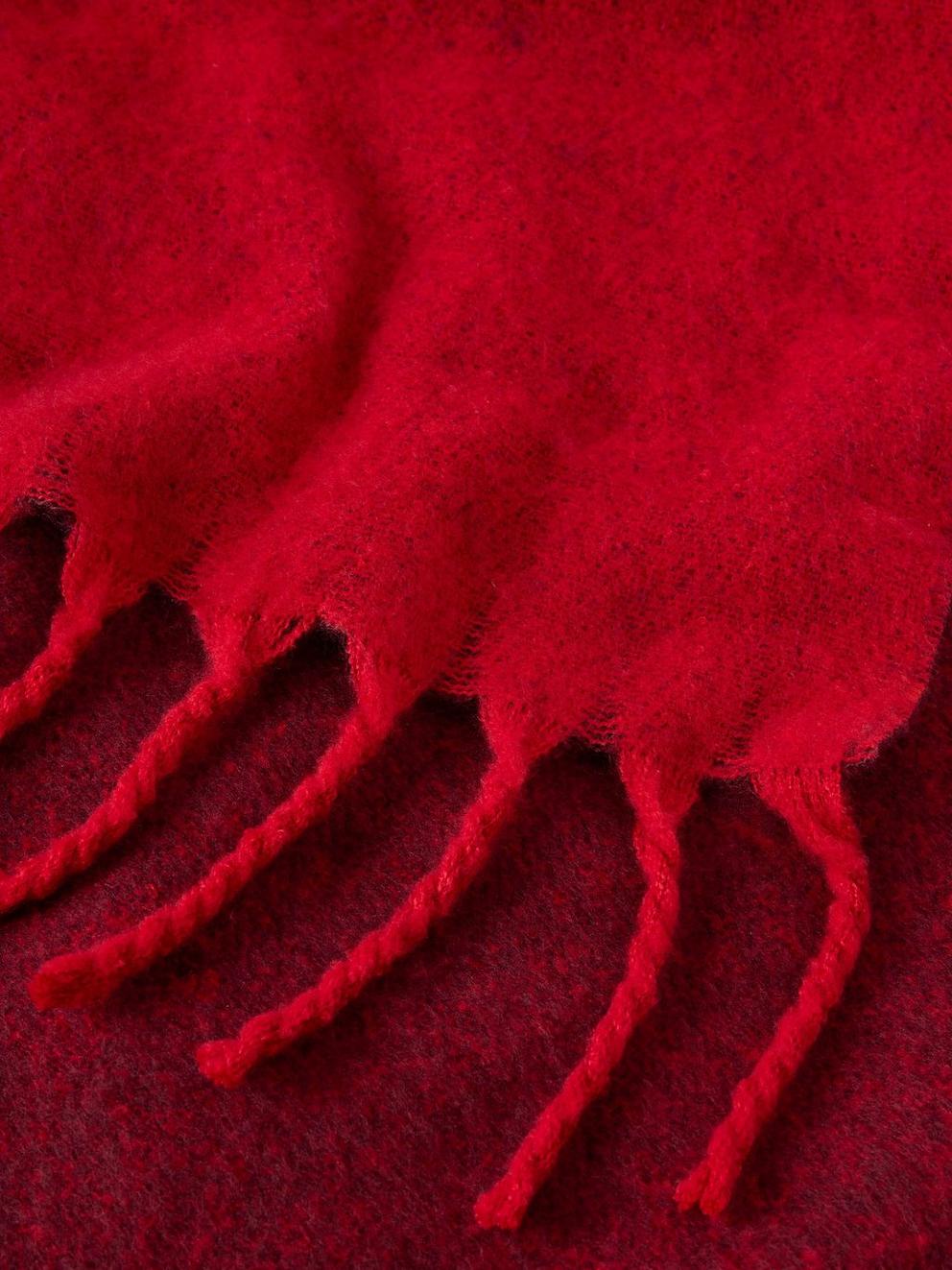 SARAH OMBRE SCARF in DK RED - FLAT DETAIL