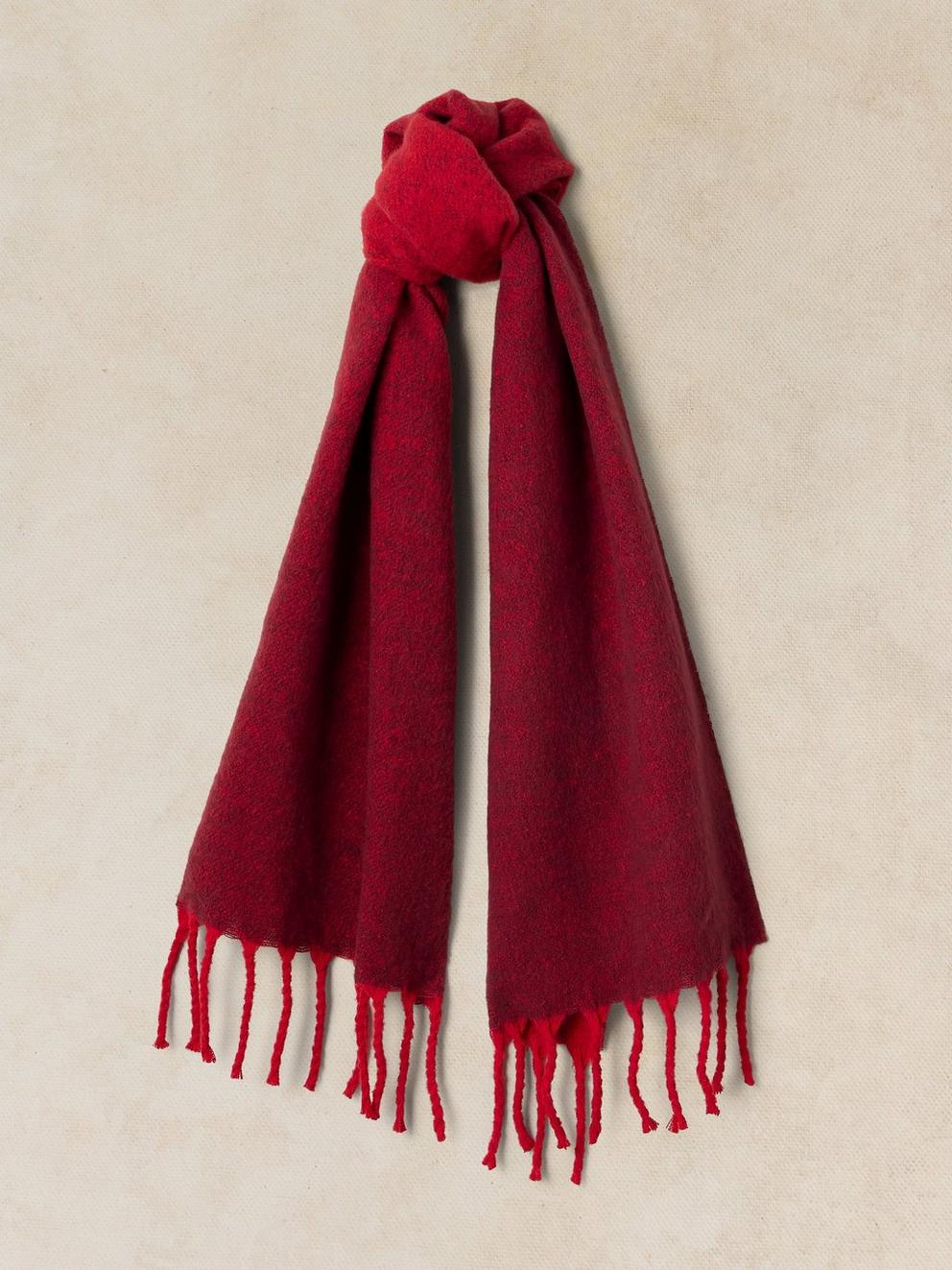 SARAH OMBRE SCARF in DK RED - FLAT FRONT