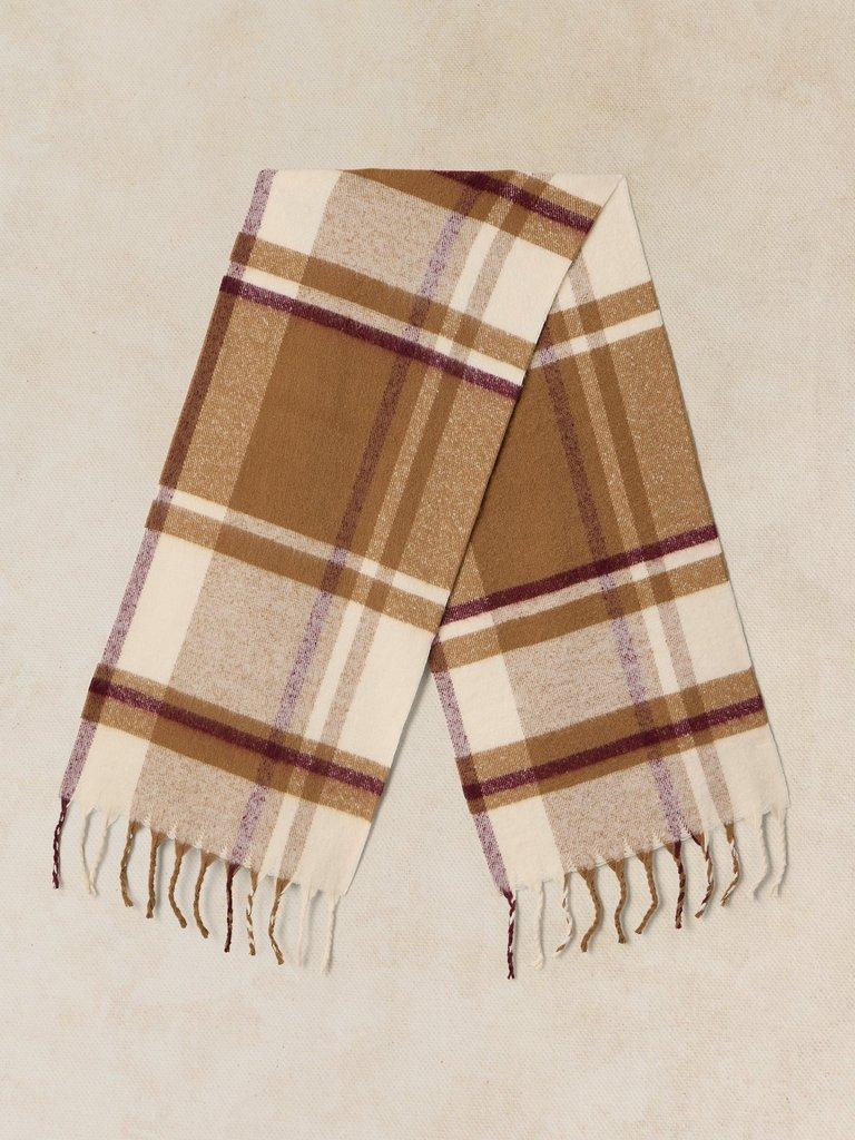 SHELLEY BRUSHED CHECK SCARF in NAT MLT - FLAT BACK