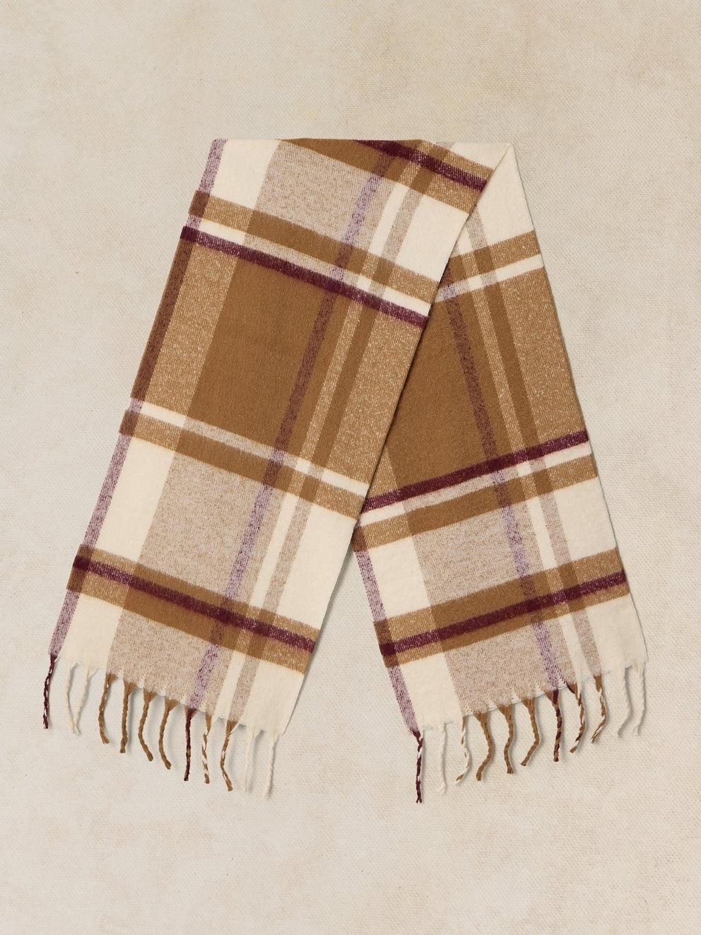SHELLEY BRUSHED CHECK SCARF in NAT MLT - FLAT BACK