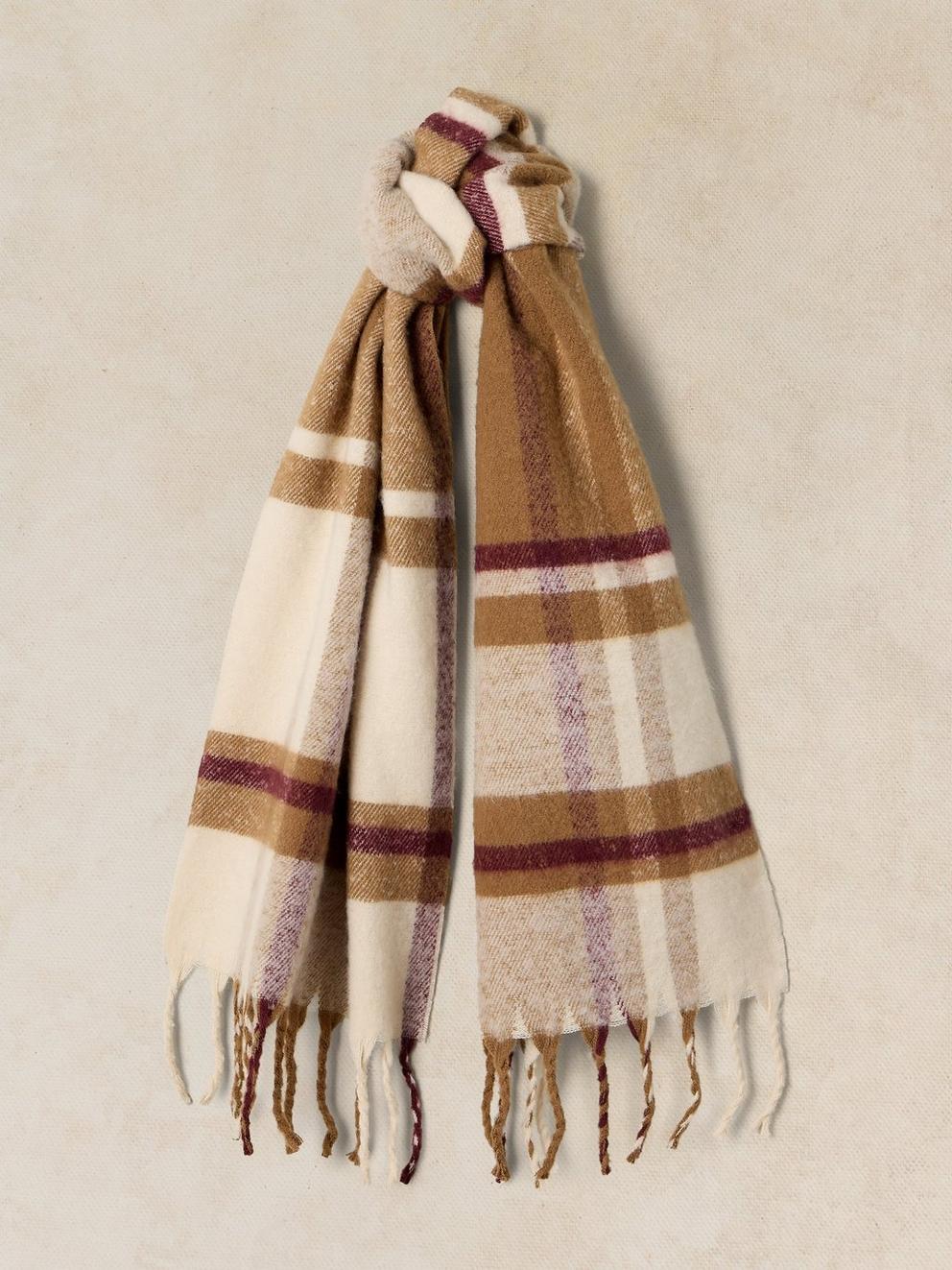 SHELLEY BRUSHED CHECK SCARF in NAT MLT - FLAT FRONT