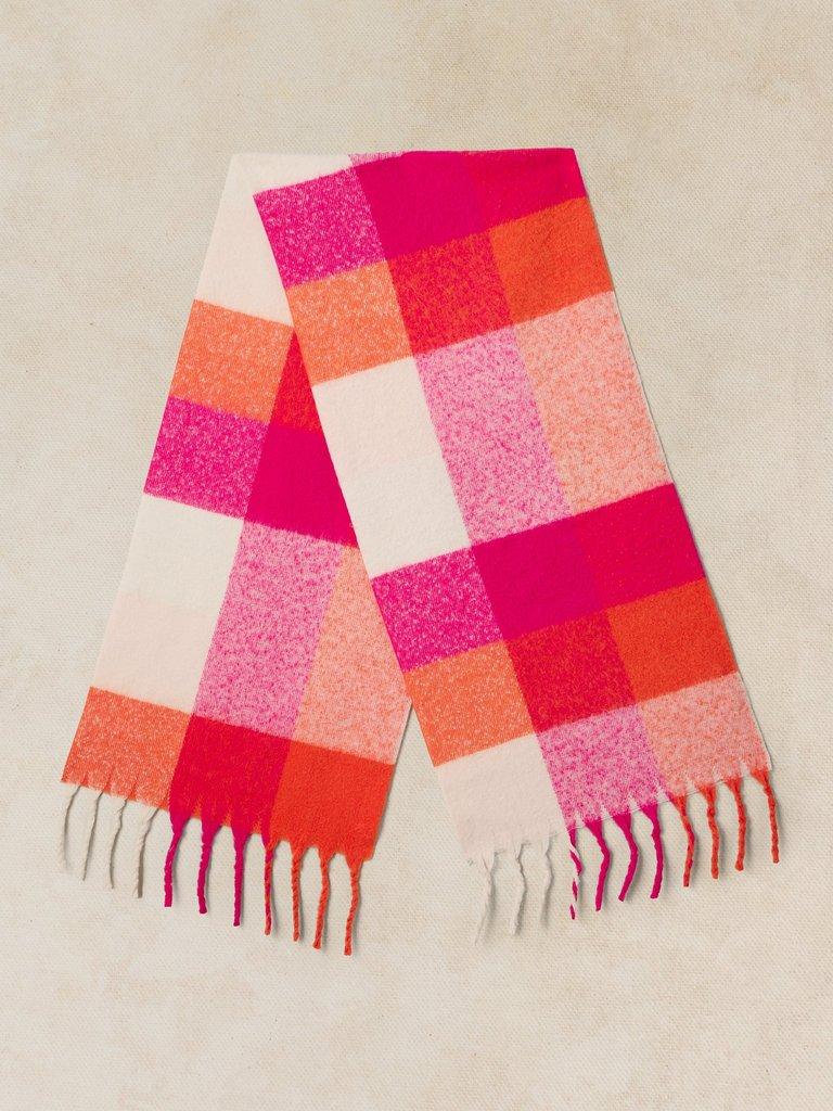SHELLEY BRUSHED CHECK SCARF in PINK MLT - FLAT BACK
