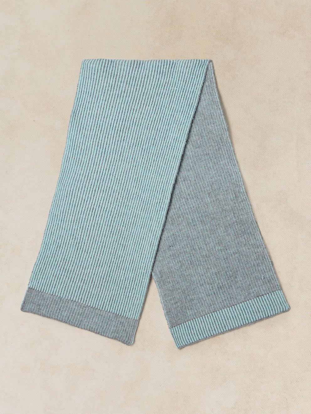 TWO TONE RIBBED SCARF in GREY MLT - FLAT BACK