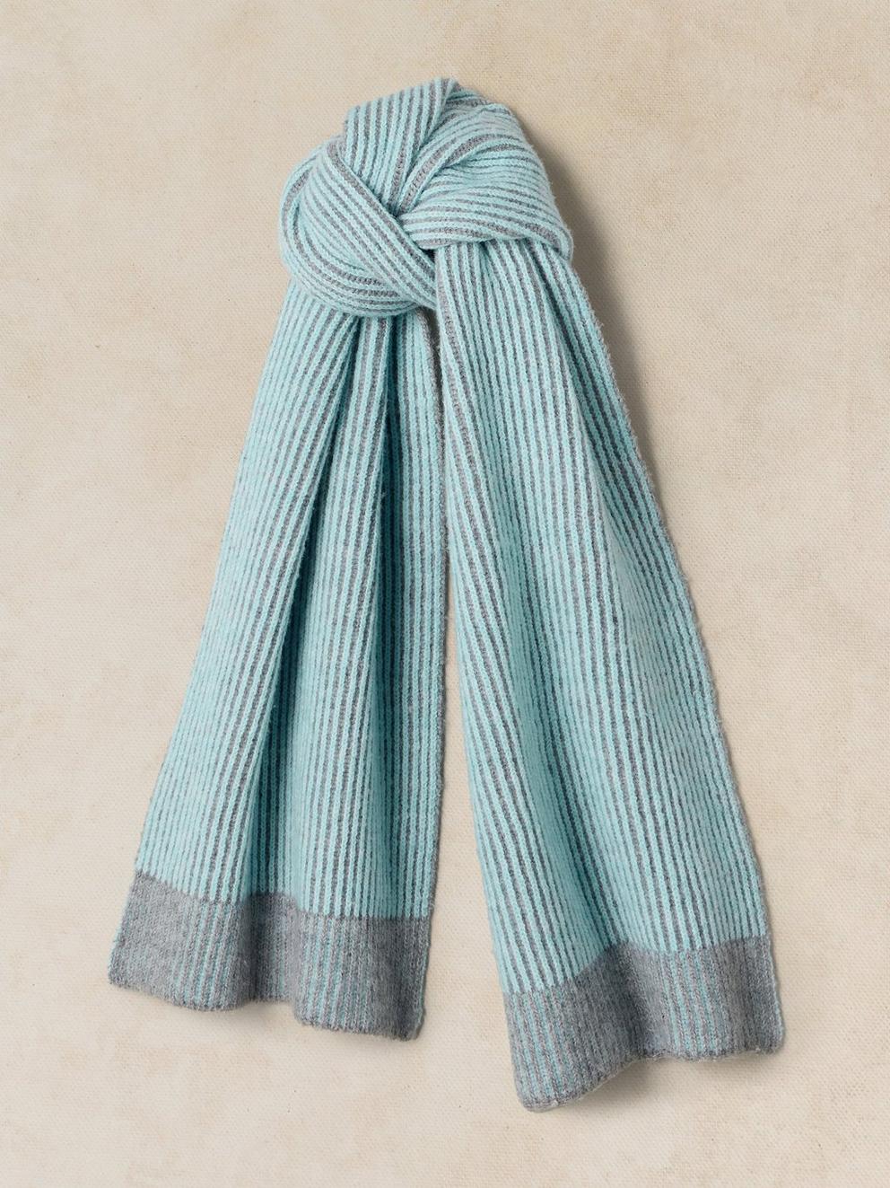 TWO TONE RIBBED SCARF in GREY MLT - FLAT FRONT