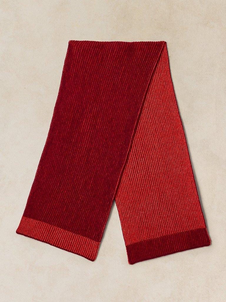 TWO TONE RIBBED SCARF in ORANGE MLT - FLAT BACK