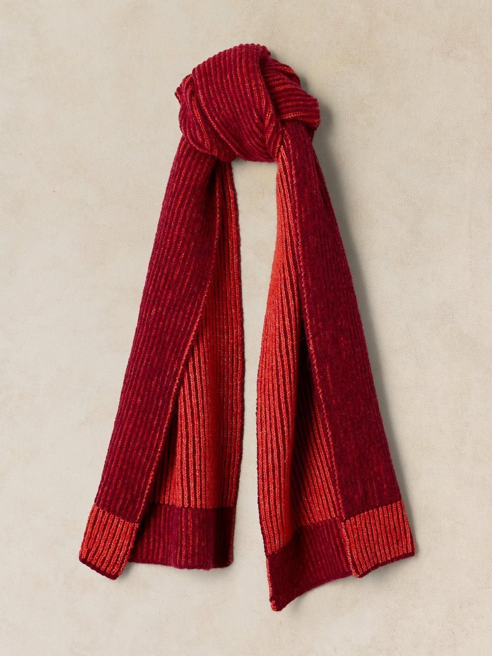 TWO TONE RIBBED SCARF in ORANGE MLT - FLAT FRONT
