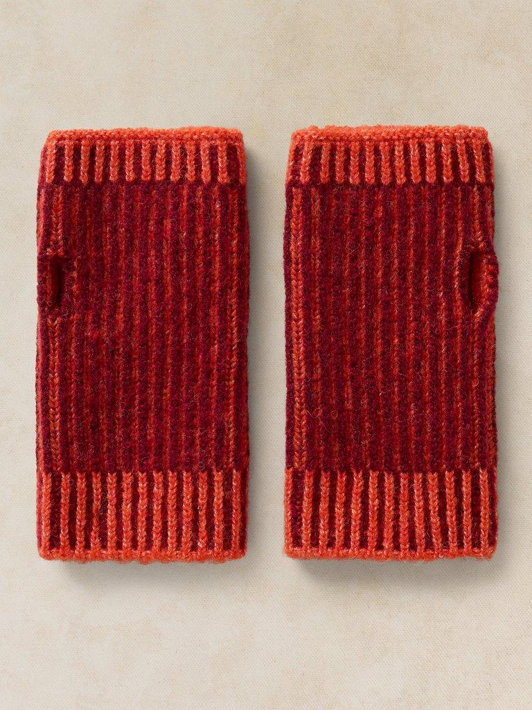 TWO TONE RIBBED HAND WARMER in ORANGE MLT - FLAT BACK
