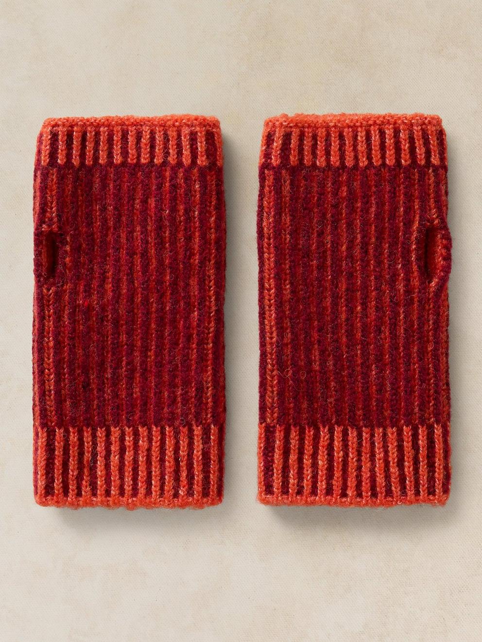 TWO TONE RIBBED HAND WARMER in ORANGE MLT - FLAT BACK