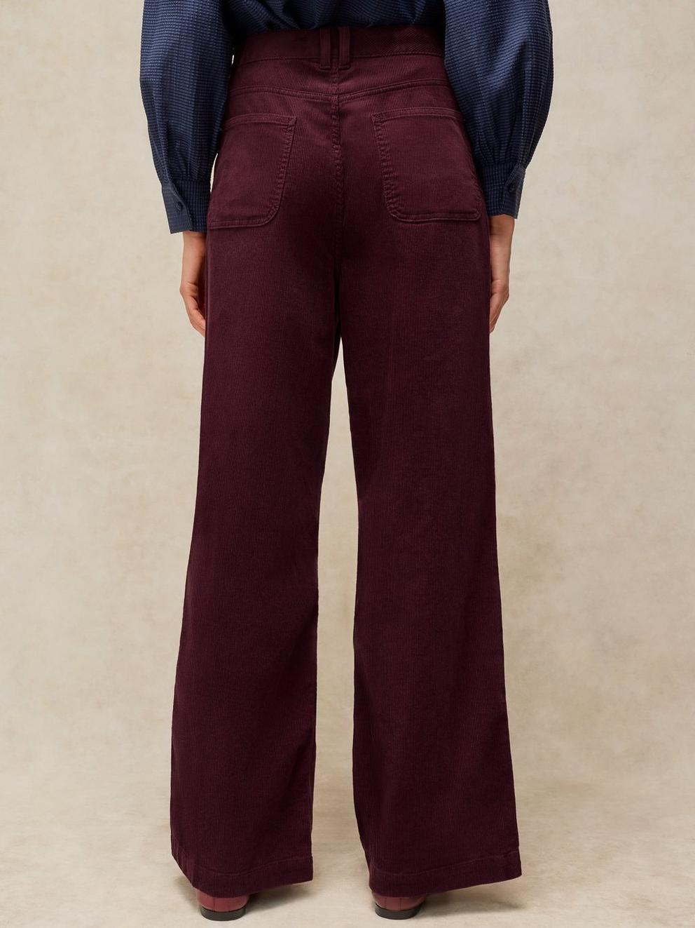 TIA CORD WIDE LEG TROUSER in DK PLUM | White Stuff