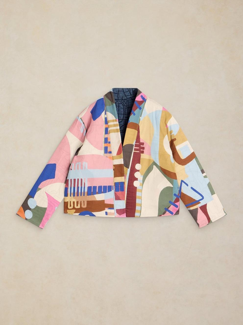 ELODIE REVERSIBLE JACKET in BLUE MLT - FLAT BACK