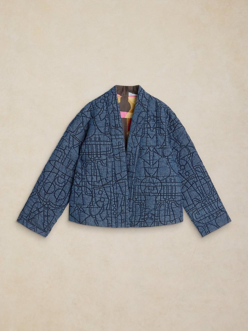 ELODIE REVERSIBLE JACKET in BLUE MLT - FLAT FRONT