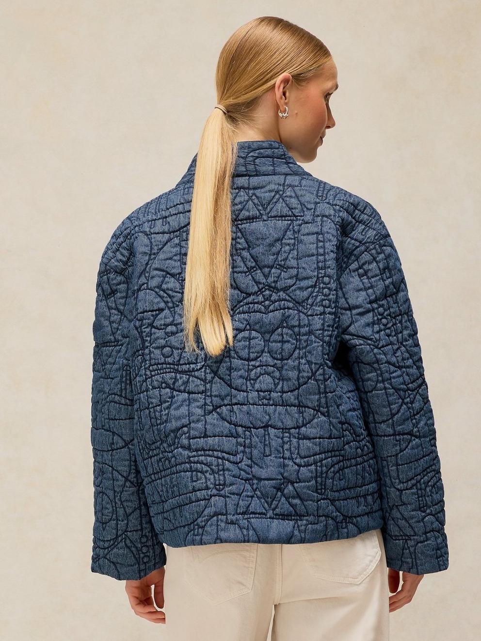 ELODIE REVERSIBLE JACKET in BLUE MLT - MODEL BACK
