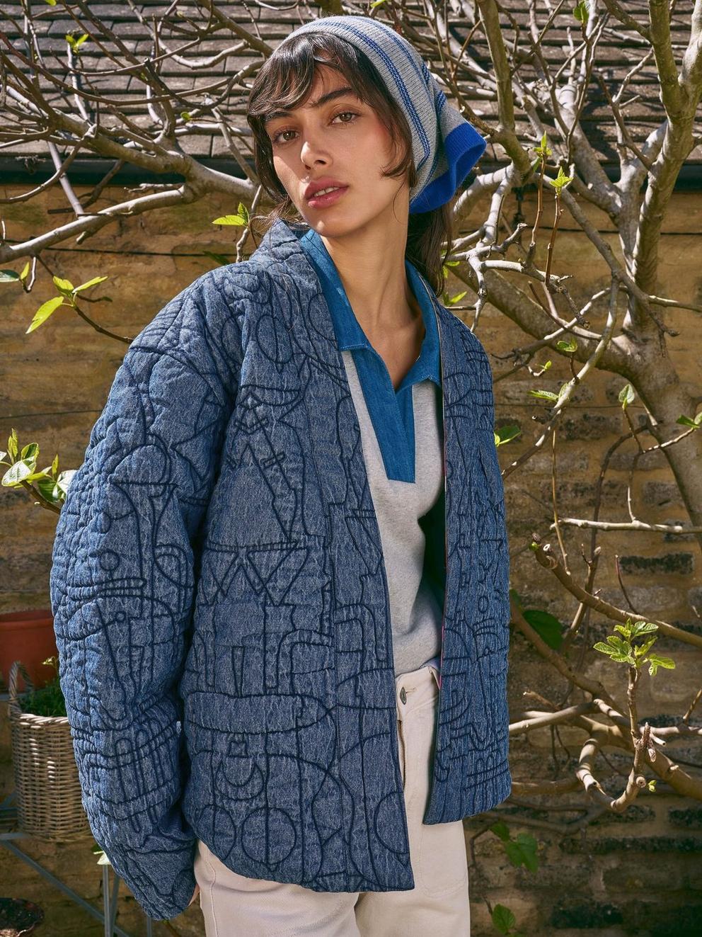ELODIE REVERSIBLE JACKET in BLUE MLT - MIXED
