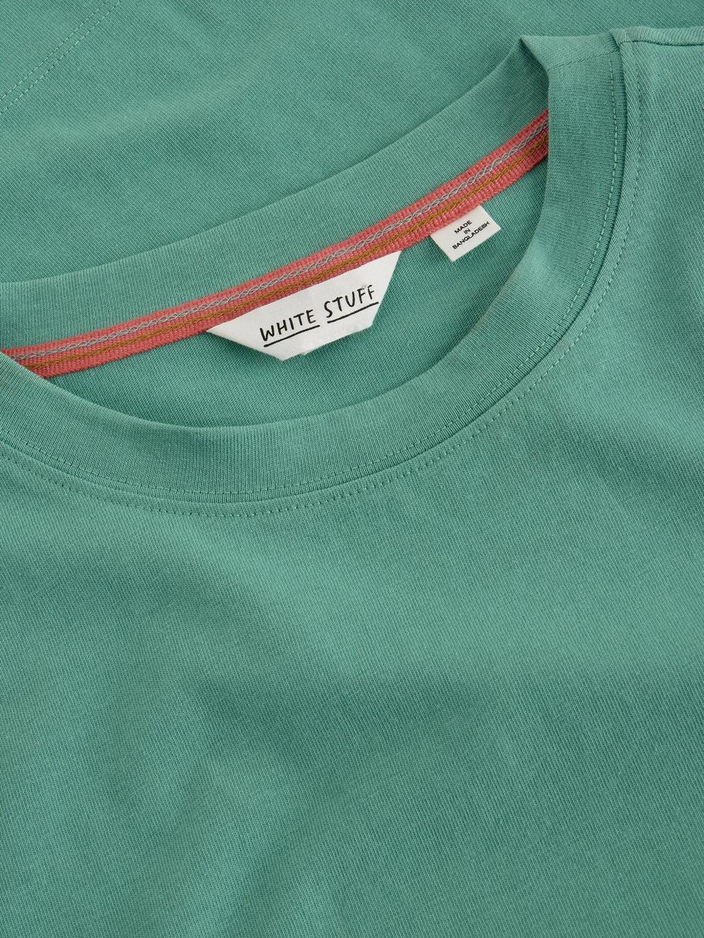 KHLOE TEE in MID TEAL - FLAT DETAIL