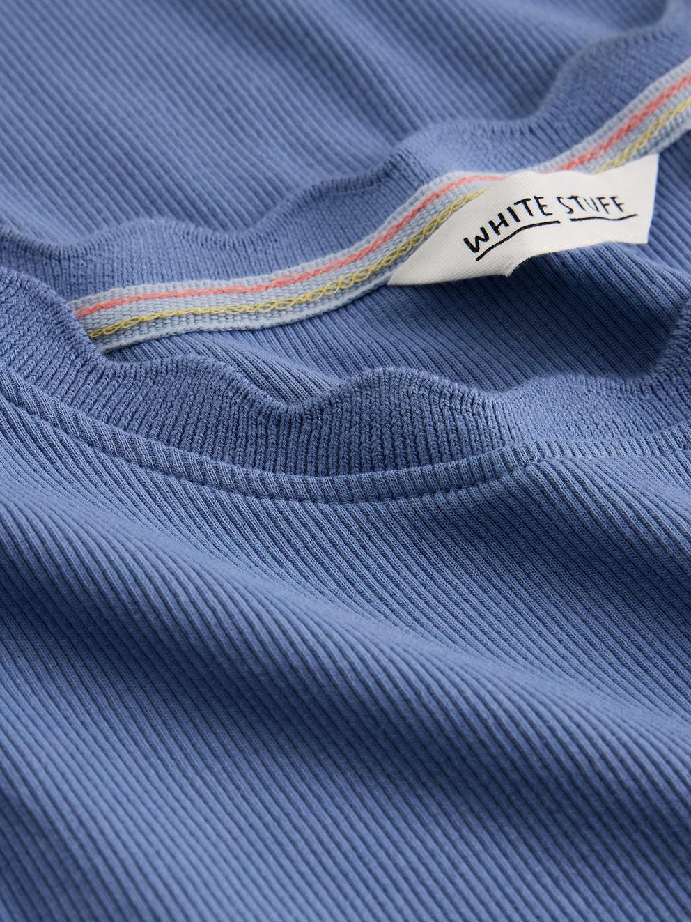 AIDA SCALLOP SS TEE in MID BLUE - FLAT DETAIL