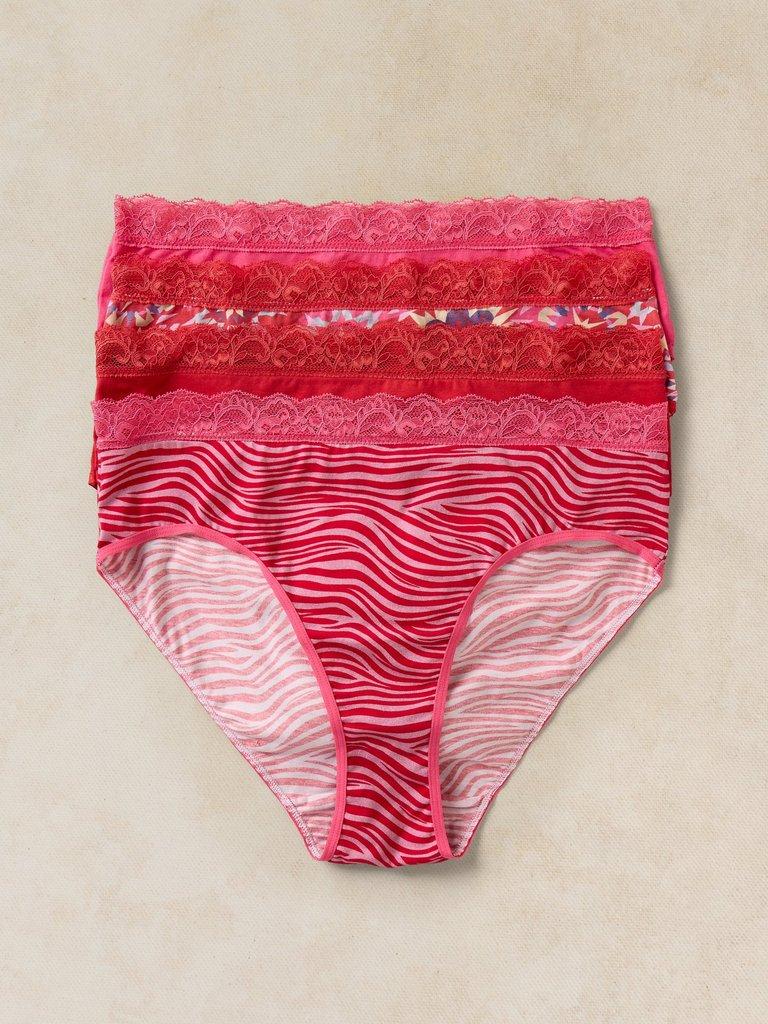 4 PACK KNICKER BOX SET in RED MLT - FLAT FRONT