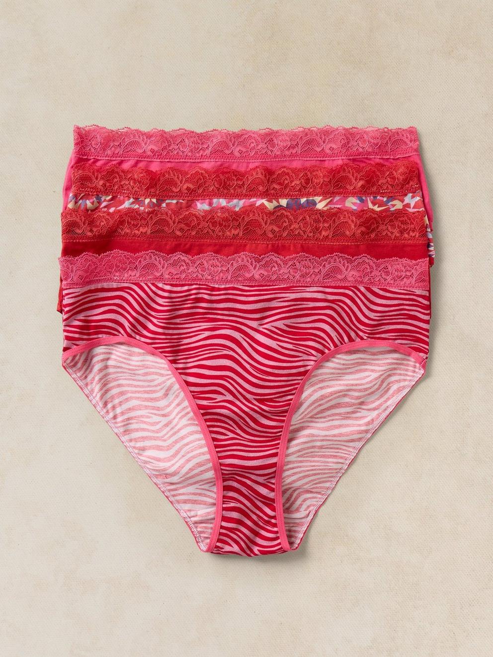 4 PACK KNICKER BOX SET in RED MLT - FLAT FRONT