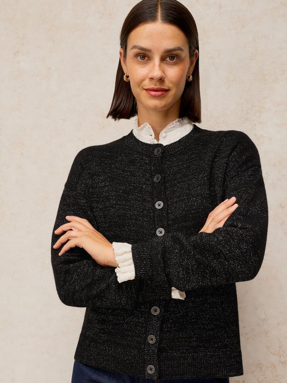 SANSA SPARKLE CARDI in PURE BLACK | White Stuff