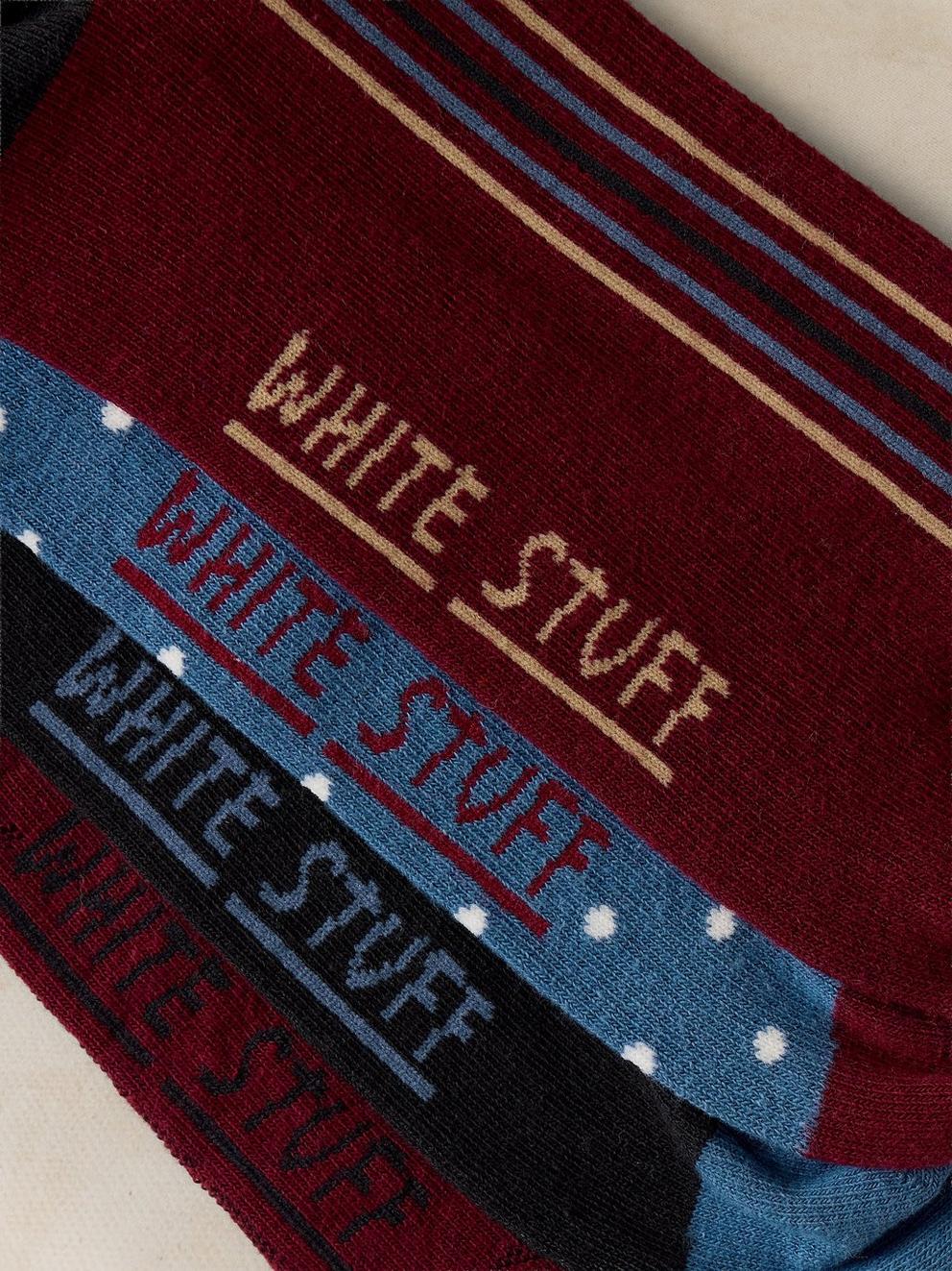 4PK PATTERN ANKLE SOCKS in BLUE MULTI | White Stuff
