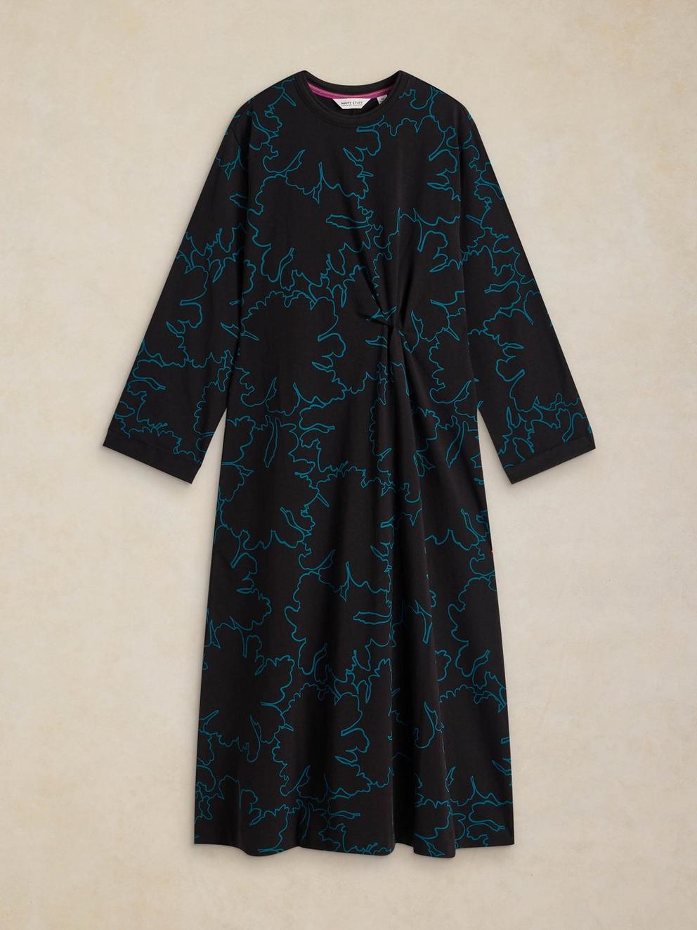 GRACIE TWIST DRESS  in BLK MLT - FLAT FRONT