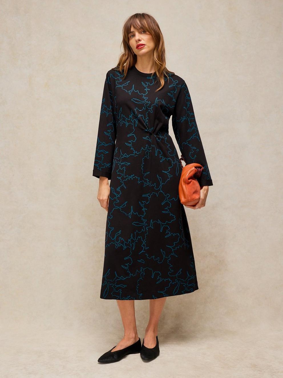 GRACIE TWIST DRESS  in BLK MLT - LIFESTYLE