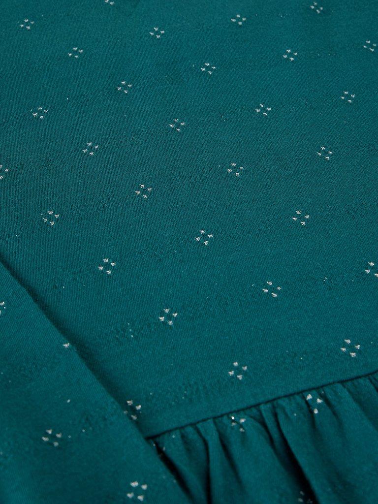 LEAH JERSEY DRESS in TEAL MLT - FLAT DETAIL
