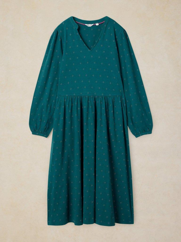 LEAH JERSEY DRESS in TEAL MLT - FLAT FRONT