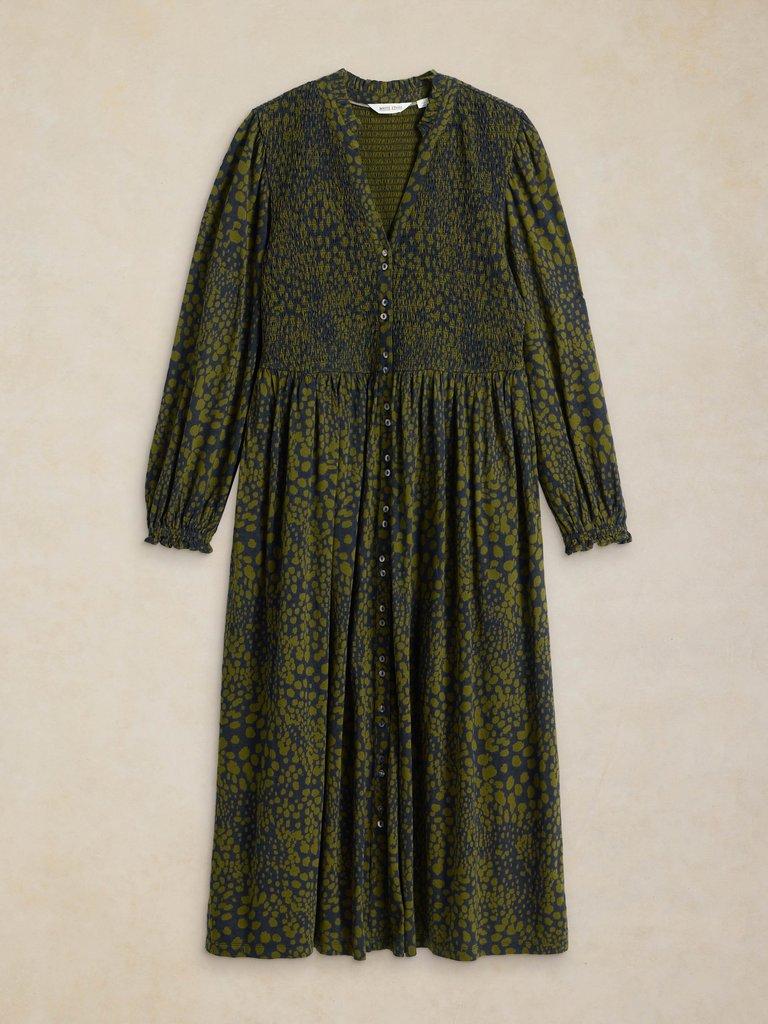 ADA SHIRRED DRESS in BLK MLT - FLAT FRONT