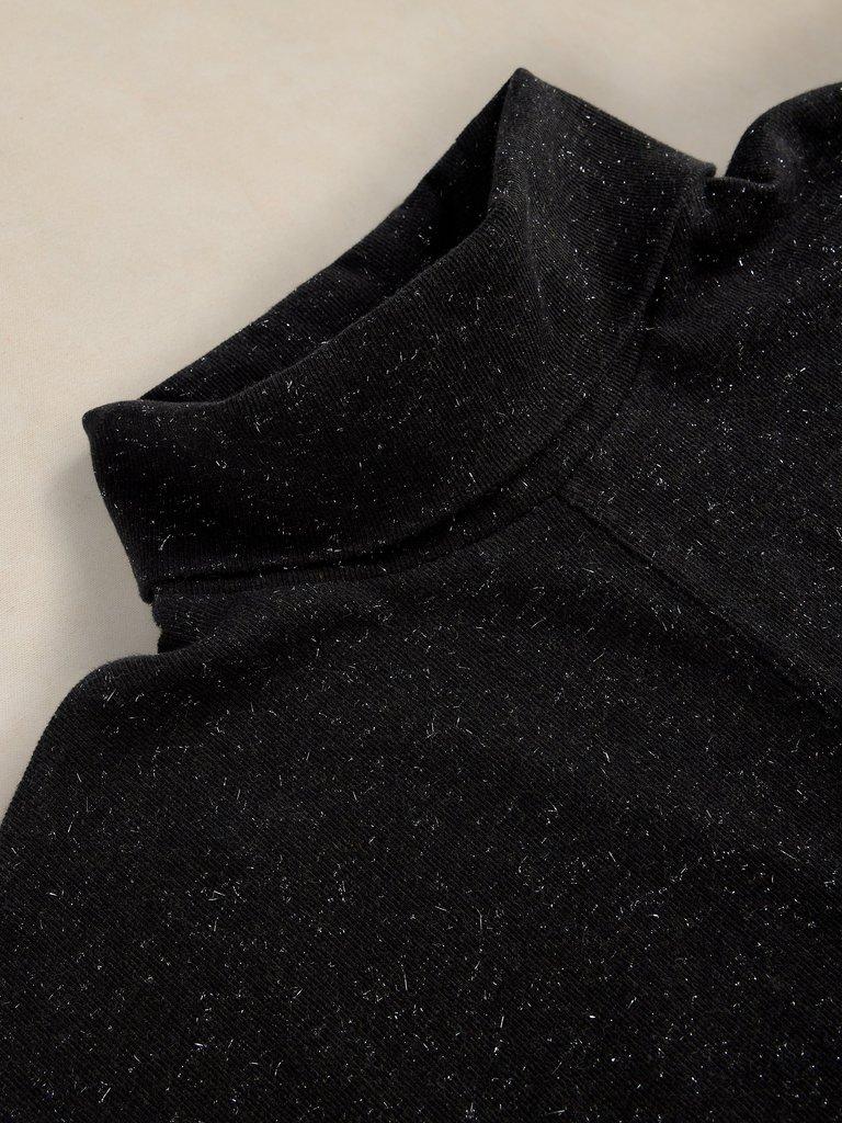 RUBY ROLL NECK SPARKLE DRESS in CHARC GREY - FLAT DETAIL
