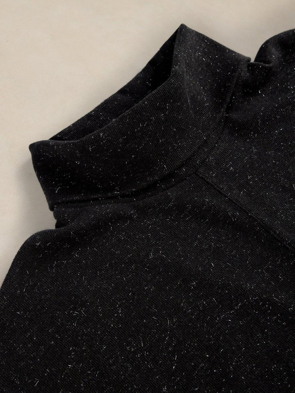 RUBY ROLL NECK SPARKLE DRESS in CHARC GREY - FLAT DETAIL