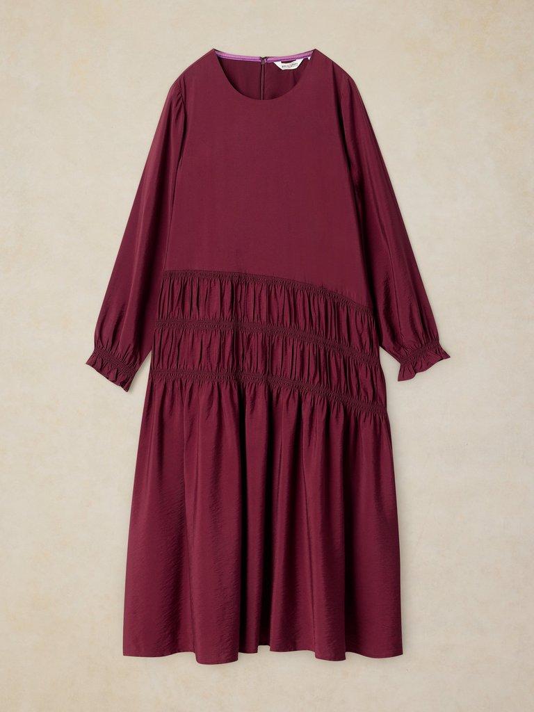ADELINE DROP WAIST DRESS in DK PLUM - FLAT FRONT