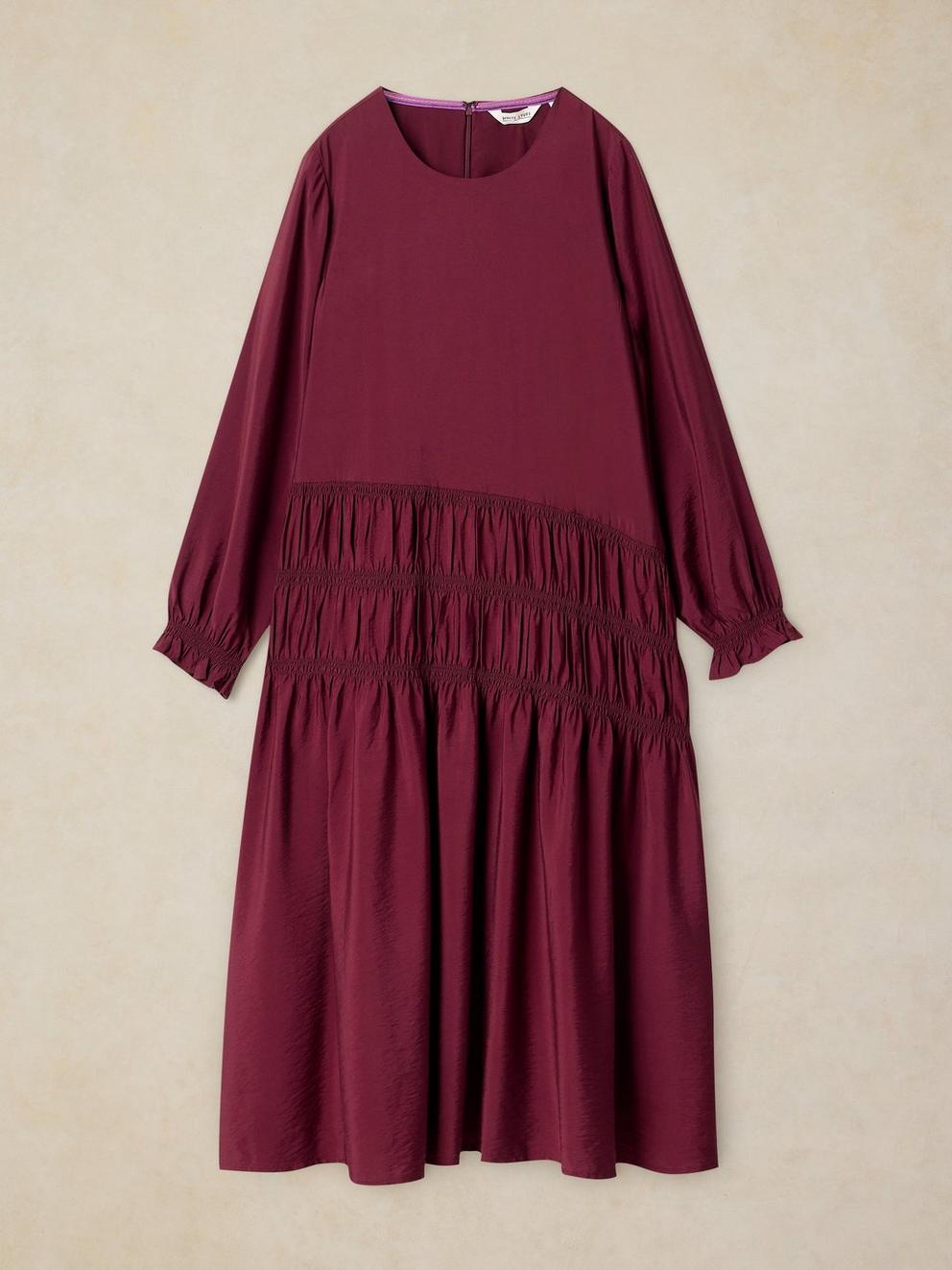 ADELINE DROP WAIST DRESS in DK PLUM - FLAT FRONT