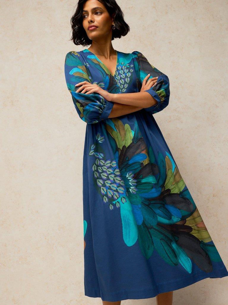 LUCY DRESS in TEAL PR - MODEL FRONT