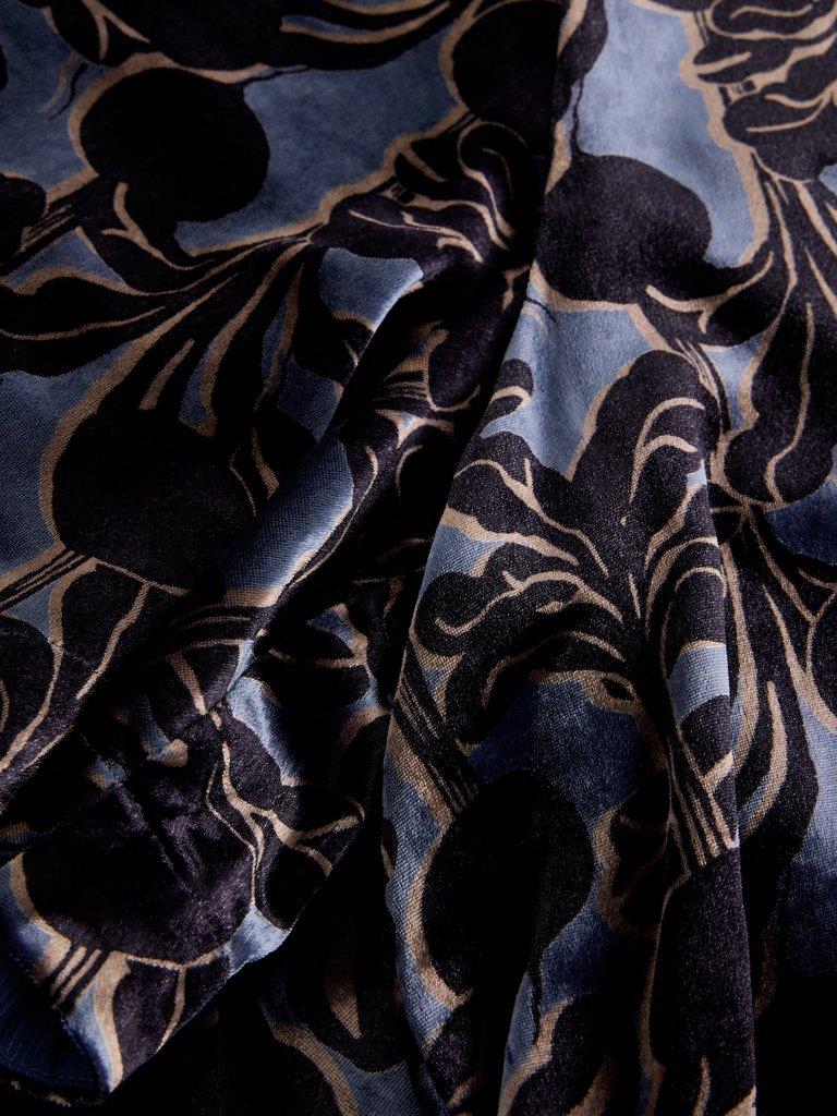 HARPER VELVET SHIFT DRESS in BLUE MLT - FLAT DETAIL