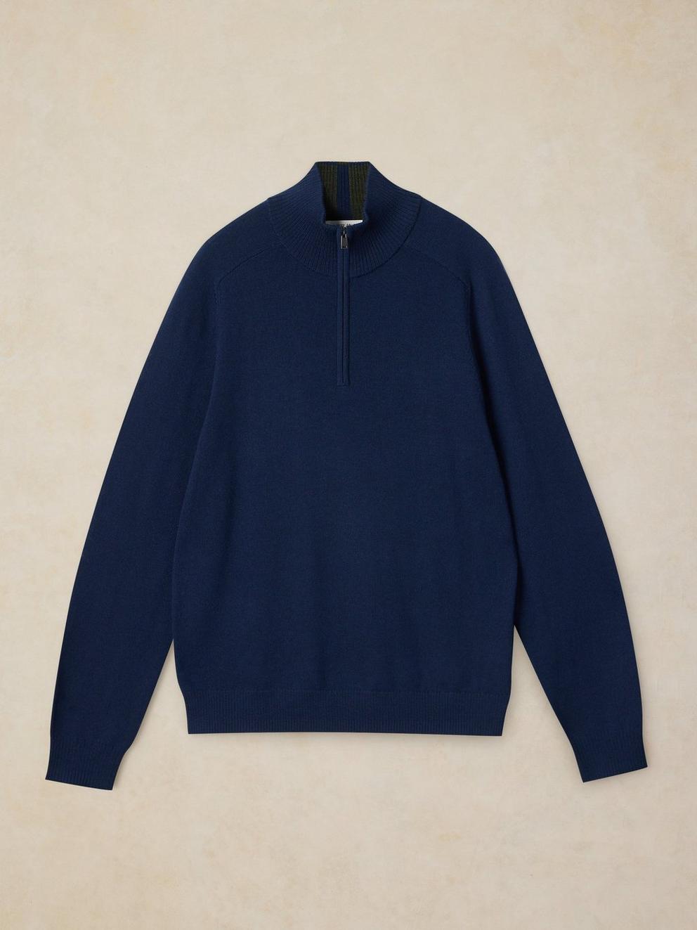 CONWAY MERINO FUNNEL JUMPER in DARK NAVY - FLAT FRONT