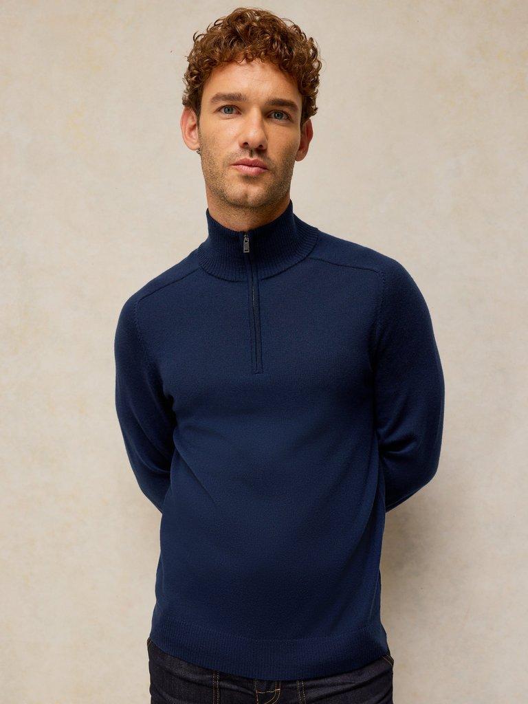 CONWAY MERINO FUNNEL JUMPER in DARK NAVY - LIFESTYLE
