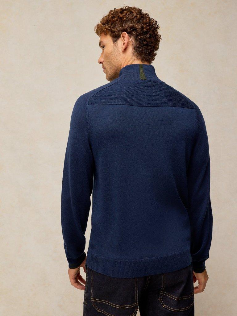 CONWAY MERINO FUNNEL JUMPER in DARK NAVY - MODEL BACK