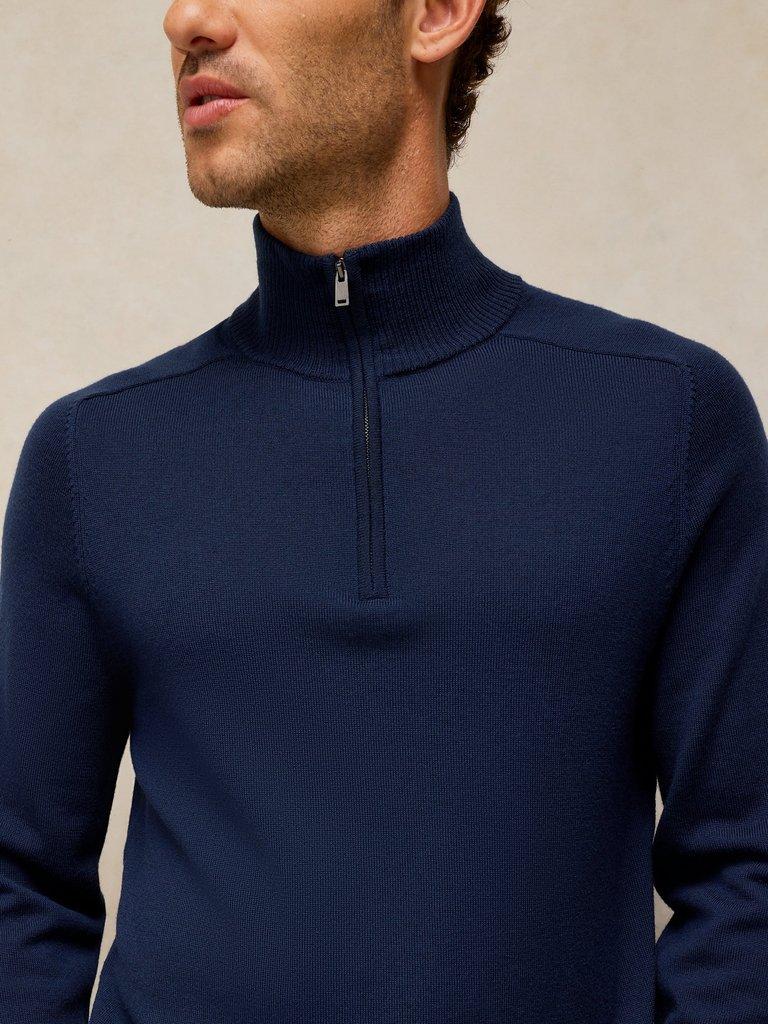 CONWAY MERINO FUNNEL JUMPER in DARK NAVY - MODEL DETAIL