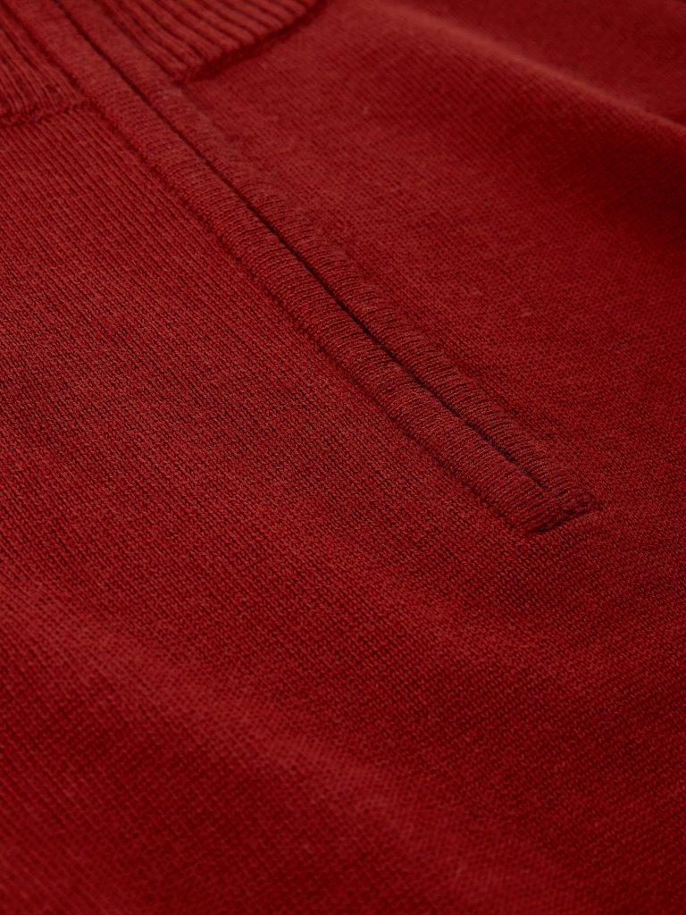 CONWAY MERINO FUNNEL JUMPER in DK RED - FLAT DETAIL