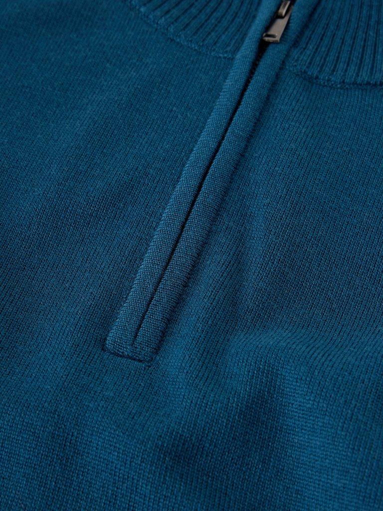 CONWAY MERINO FUNNEL JUMPER in DK TEAL - FLAT DETAIL