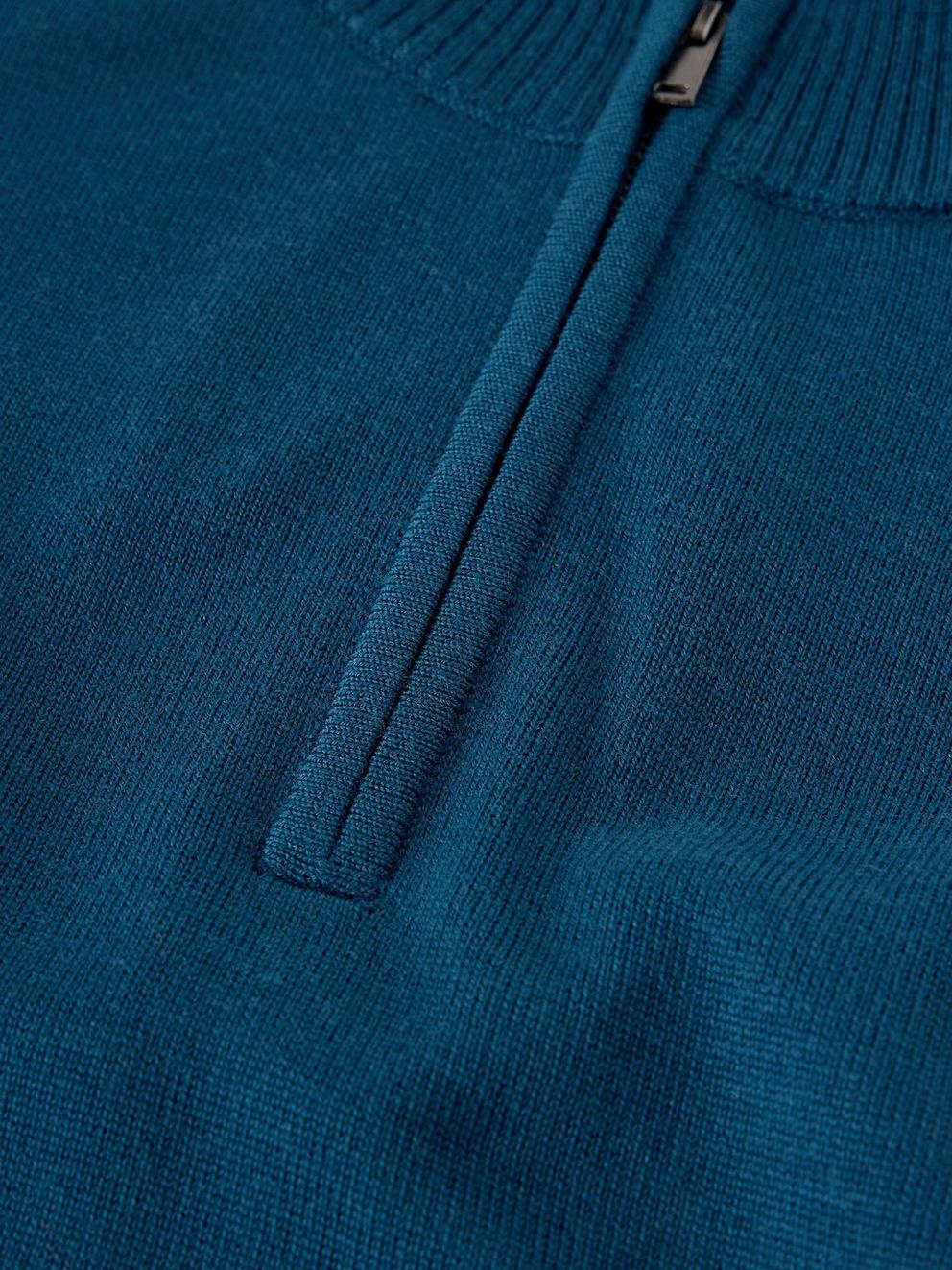 CONWAY MERINO FUNNEL JUMPER in DK TEAL - FLAT DETAIL