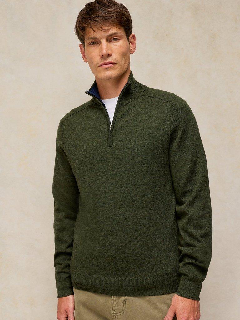 CONWAY MERINO FUNNEL JUMPER in KHAKI GRN - LIFESTYLE