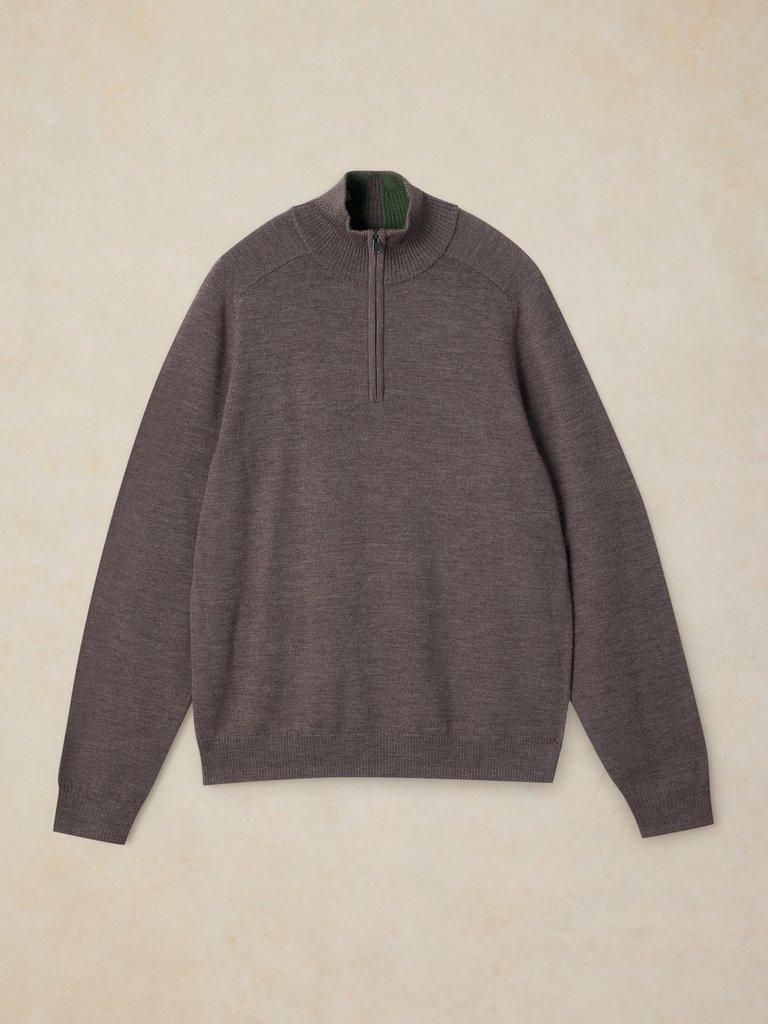 CONWAY MERINO FUNNEL JUMPER in LGT BROWN - FLAT FRONT