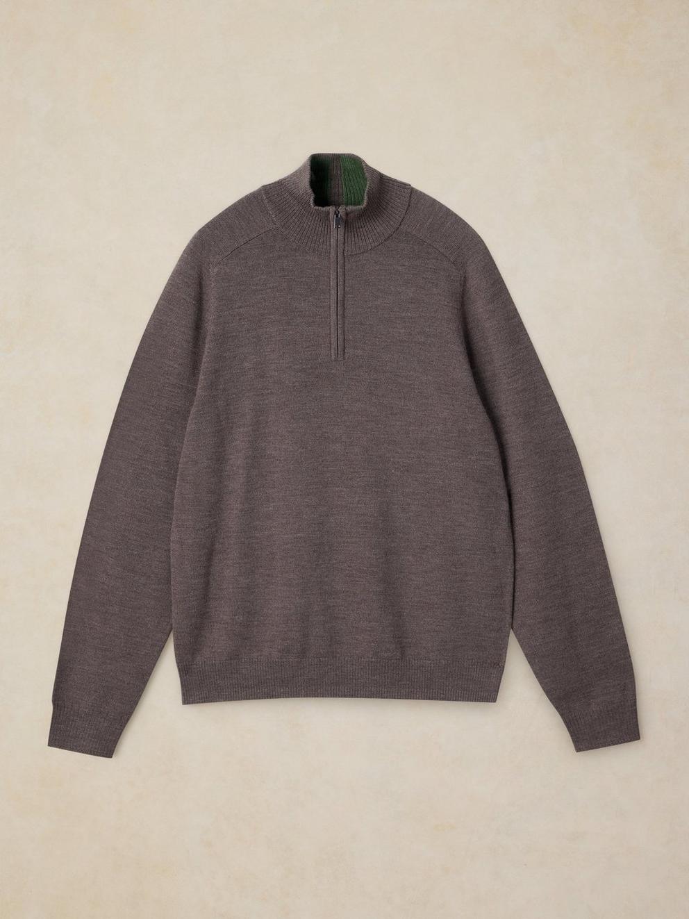 CONWAY MERINO FUNNEL JUMPER in LGT BROWN - FLAT FRONT