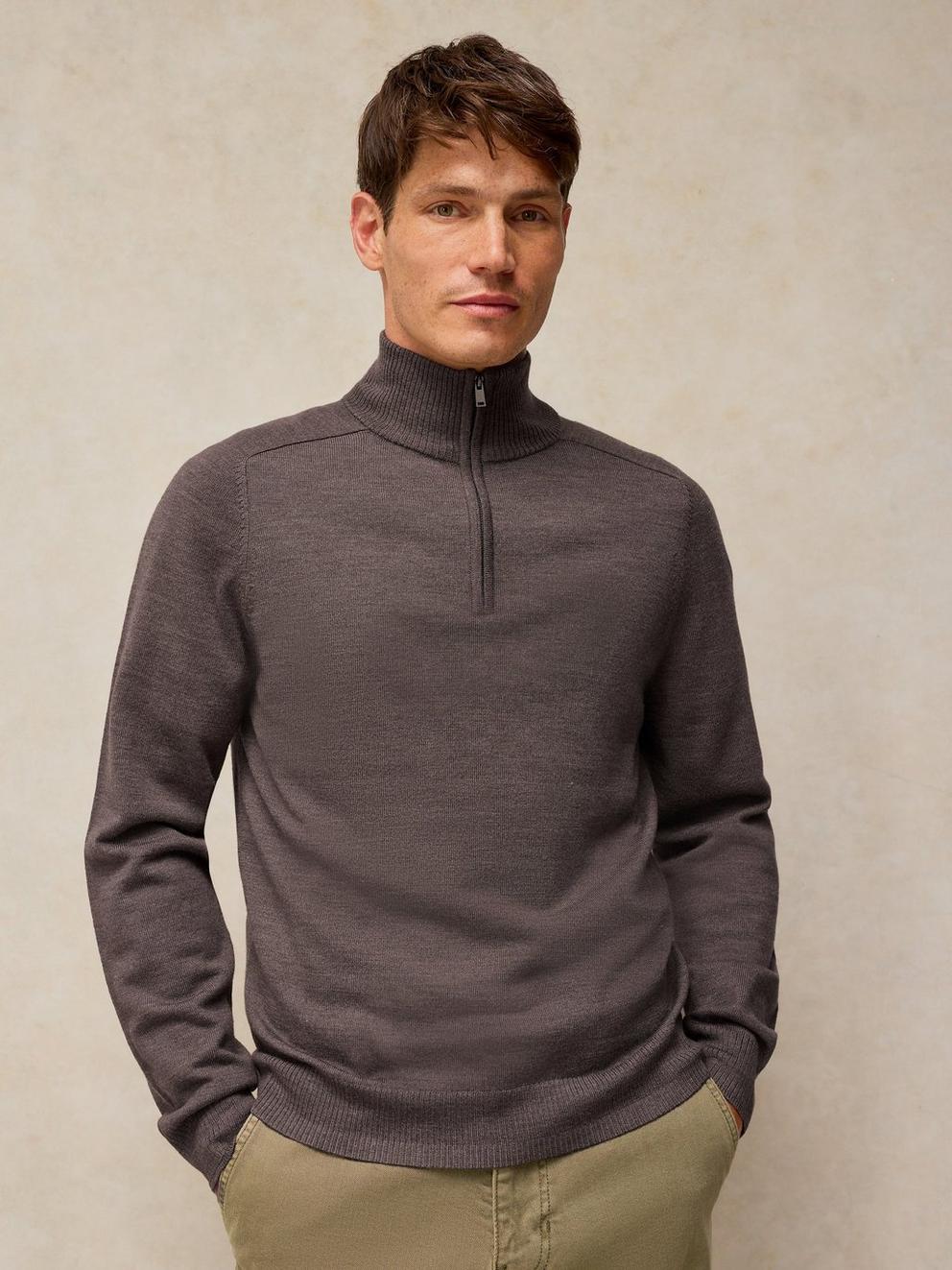 CONWAY MERINO FUNNEL JUMPER in LGT BROWN - LIFESTYLE