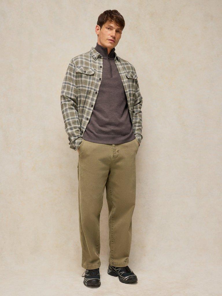 CONWAY MERINO FUNNEL JUMPER in LGT BROWN - MODEL FRONT