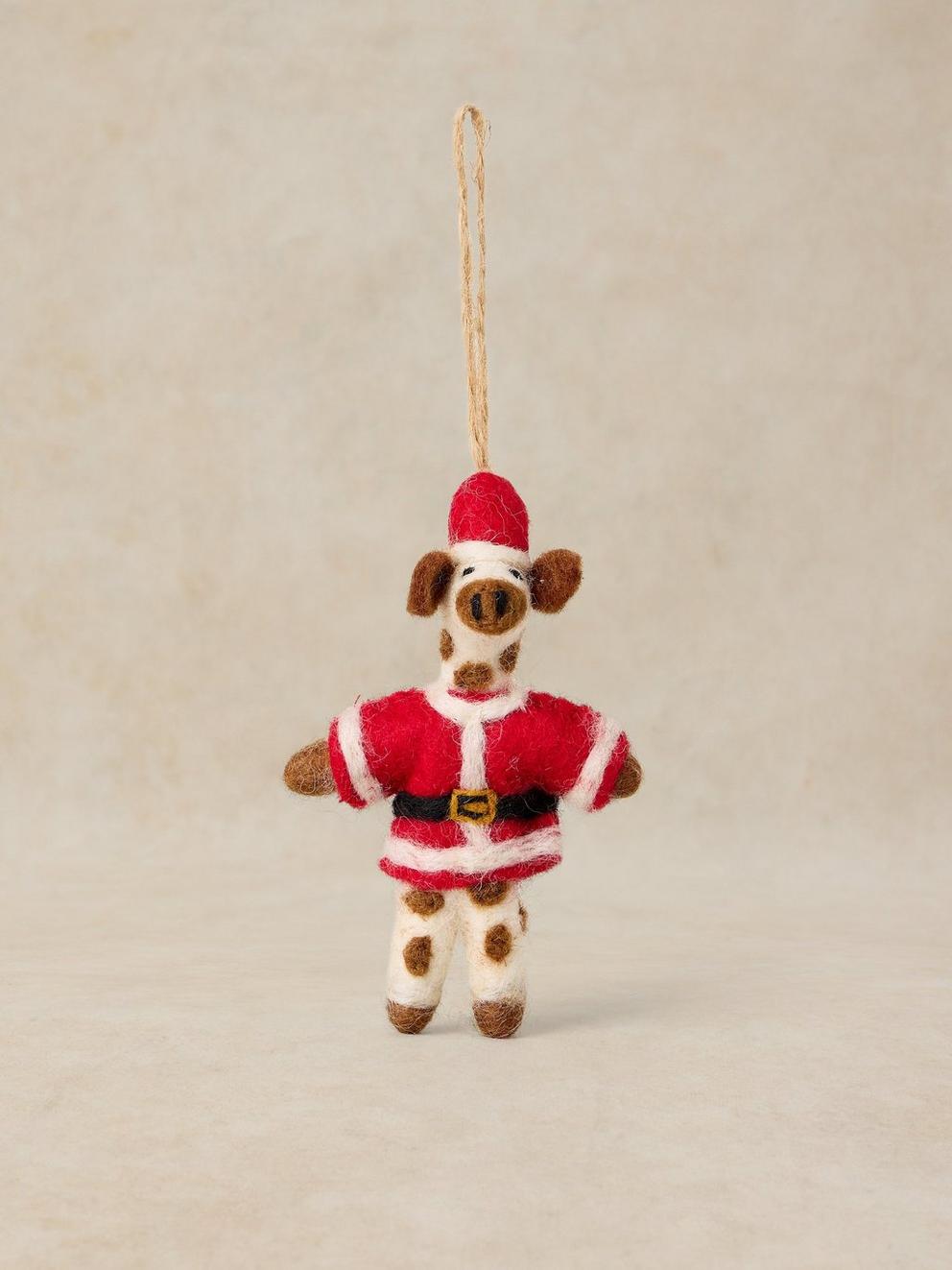SANTA GIRAFFE HANGING DEC in RED MULTI | White Stuff