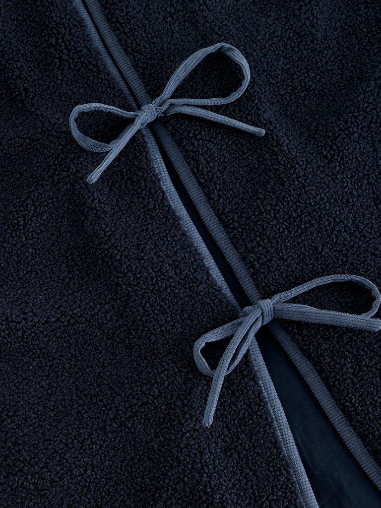 BORG TIE FRONT GILET in DARK NAVY - FLAT DETAIL