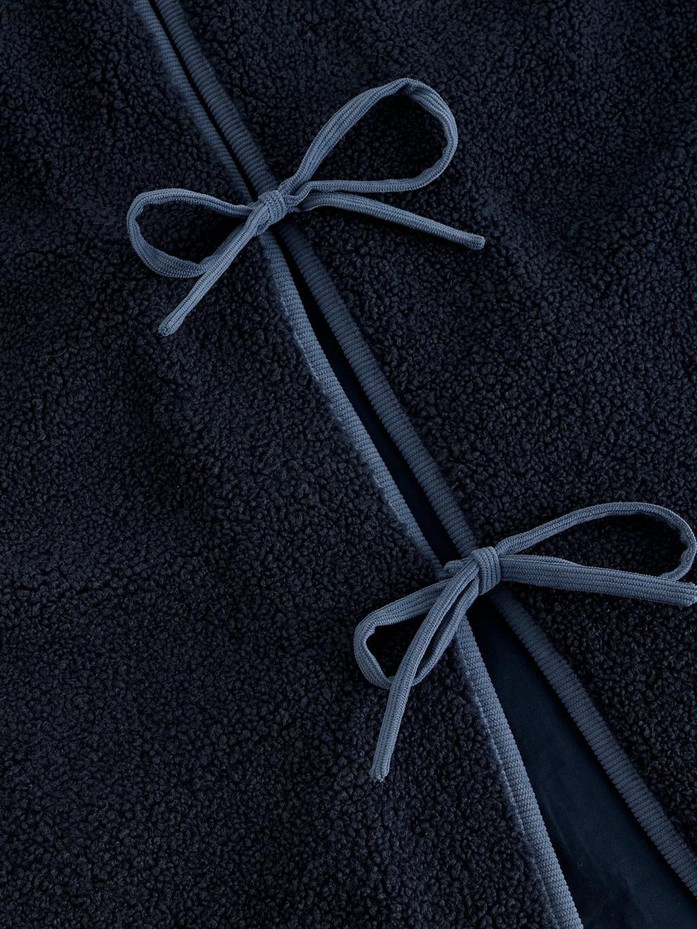 BORG TIE FRONT GILET in DARK NAVY - FLAT DETAIL